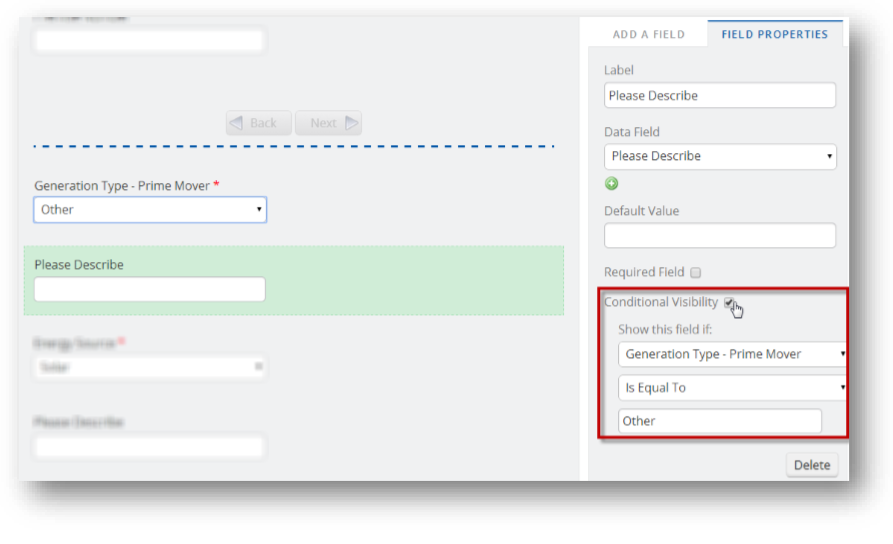 Conditional Visibility Settings