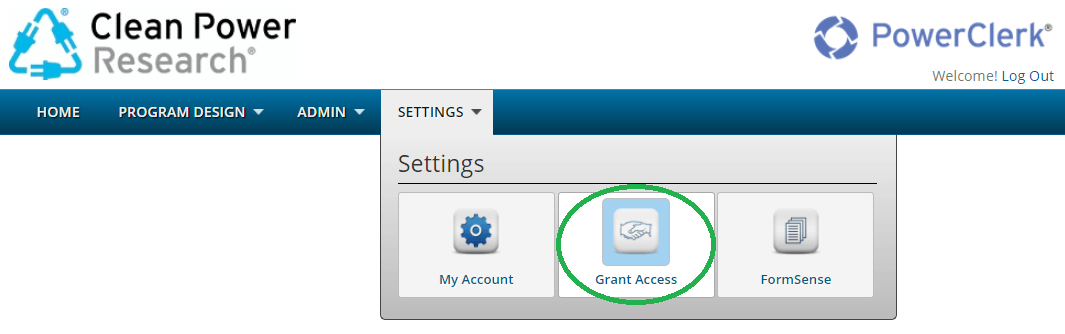 Locating the Grant Access feature