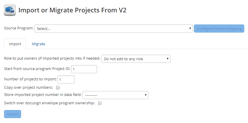 Import Projects option