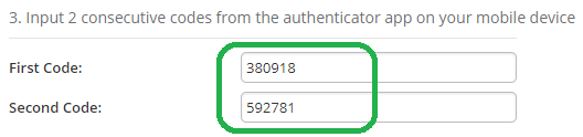 Entering consecutive codes from your authentication app