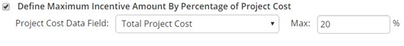 Define Maximum Incentive Amount By Percentage of Project Cost