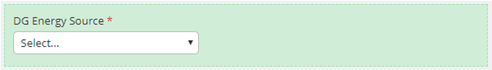 DG Energy Source Drop-down List Form Element