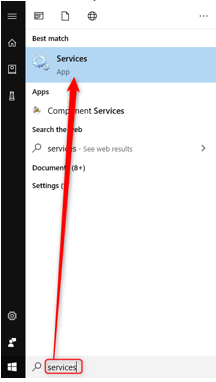 Search for “Service” in the Windows Search Bar