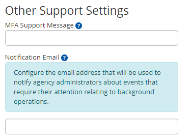 Other Support Settings