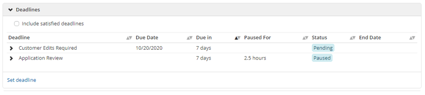 Deadlines in the Project Admin Page