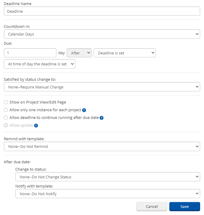 Configure Deadline