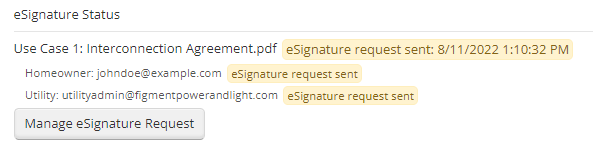 Manage eSignature Request