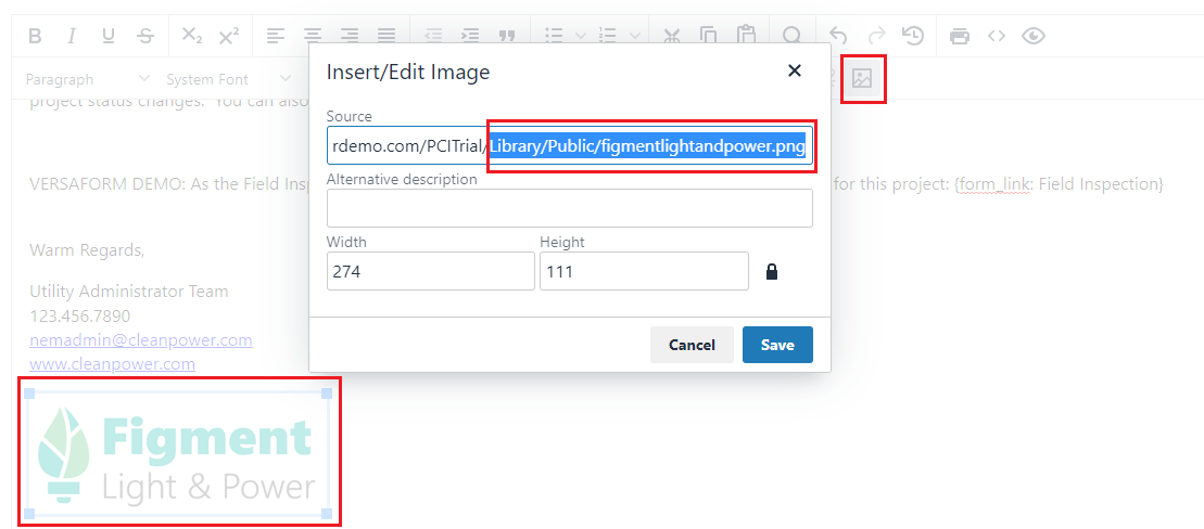 Embedding a Content Library item within a Communication Template