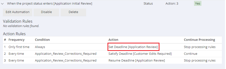 Set Deadline Action Rule