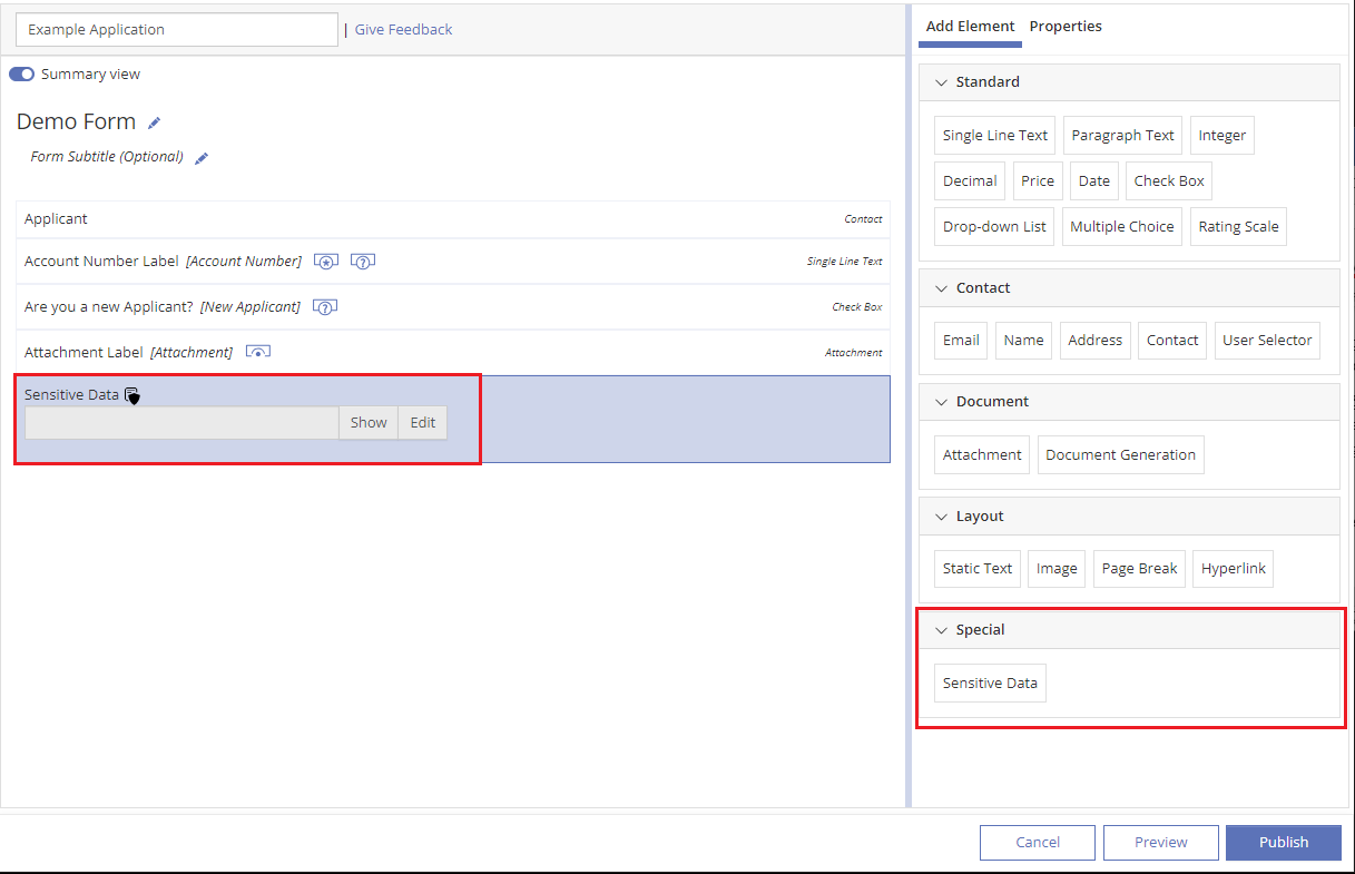 Adding a Sensitive Data Field