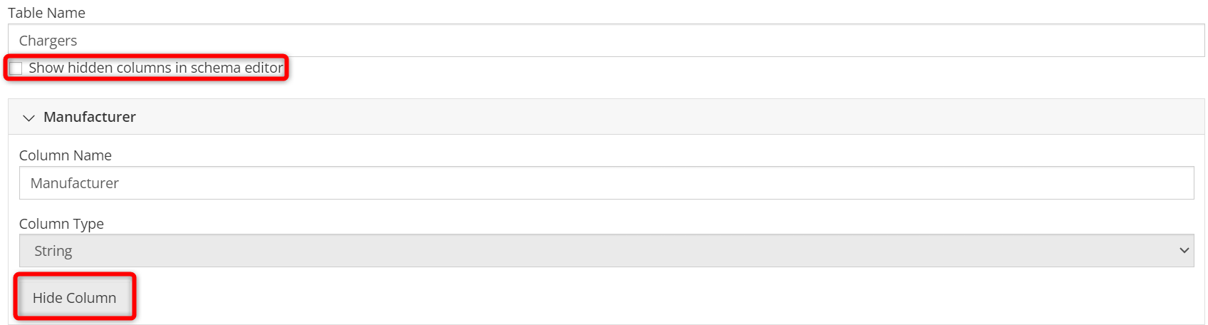 Hide Table Group Columns