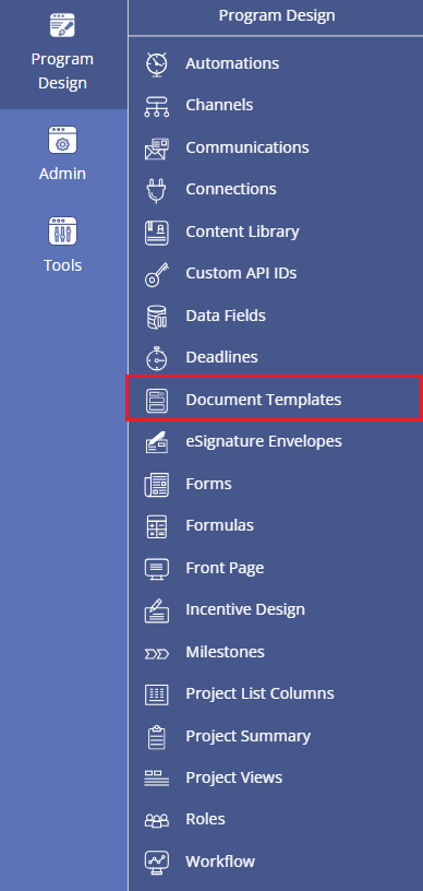 PROGRAM DESIGN >> Document Templates