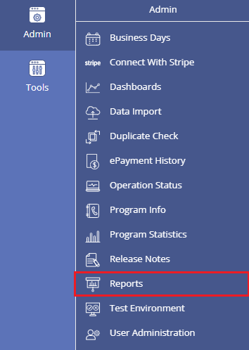 Locating the Reports feature