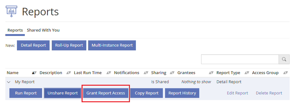 Grant Report Access