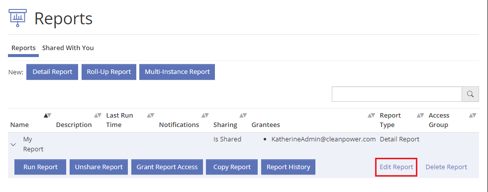Editable Reports under Shared With You tab