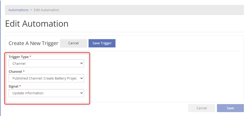 Receiving Signal via Automation Trigger