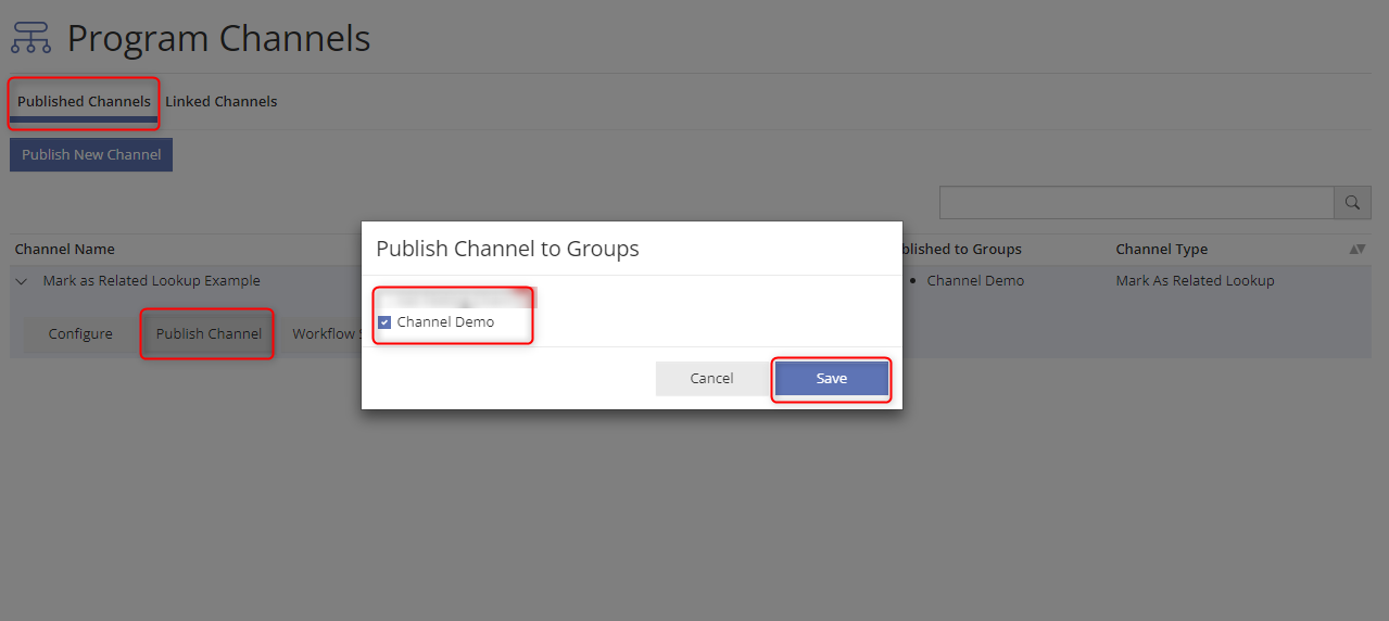 Publish Channel to Group