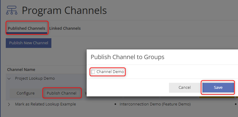 Publish Channel to Group