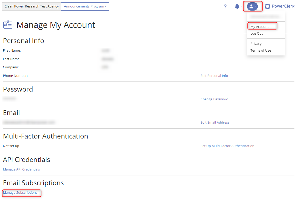 User Account management of Announcement Topics