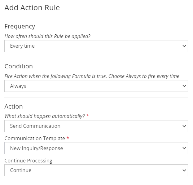 Inquiry Automation Trigger Action Rule