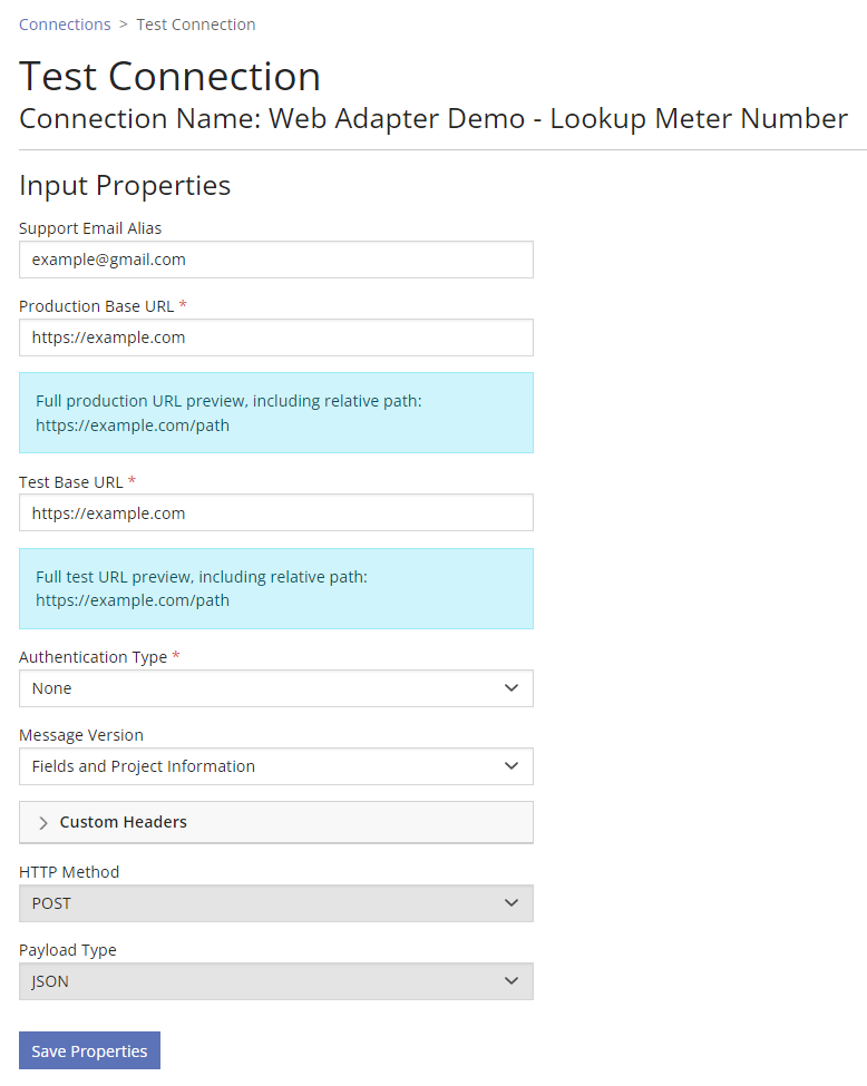 Connecting to utility-specific web service