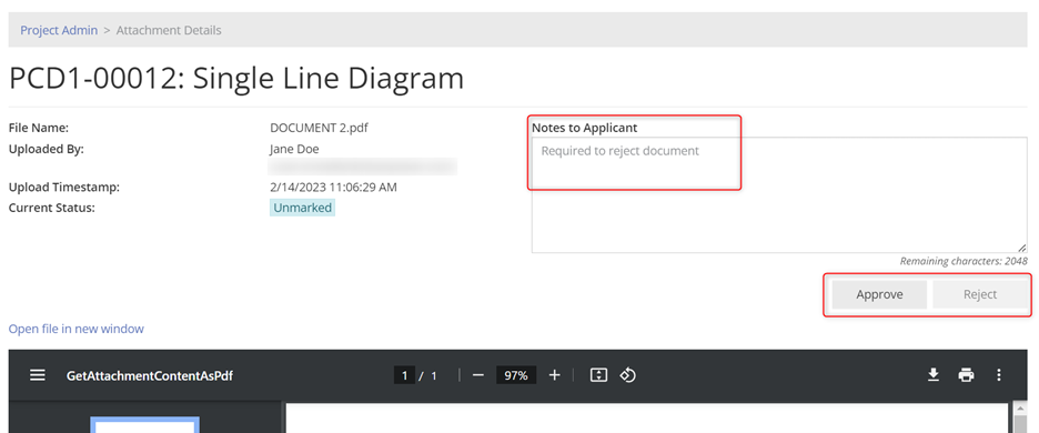 Attachment Notes and Status