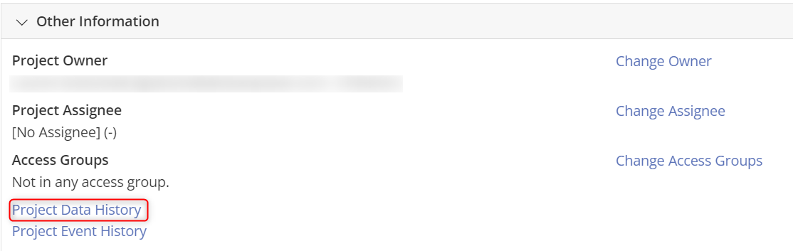 Project Data History