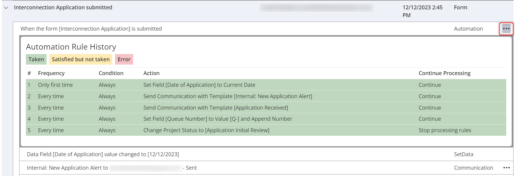 Automation Event History