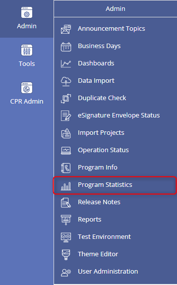 Locating the Program Statistics feature