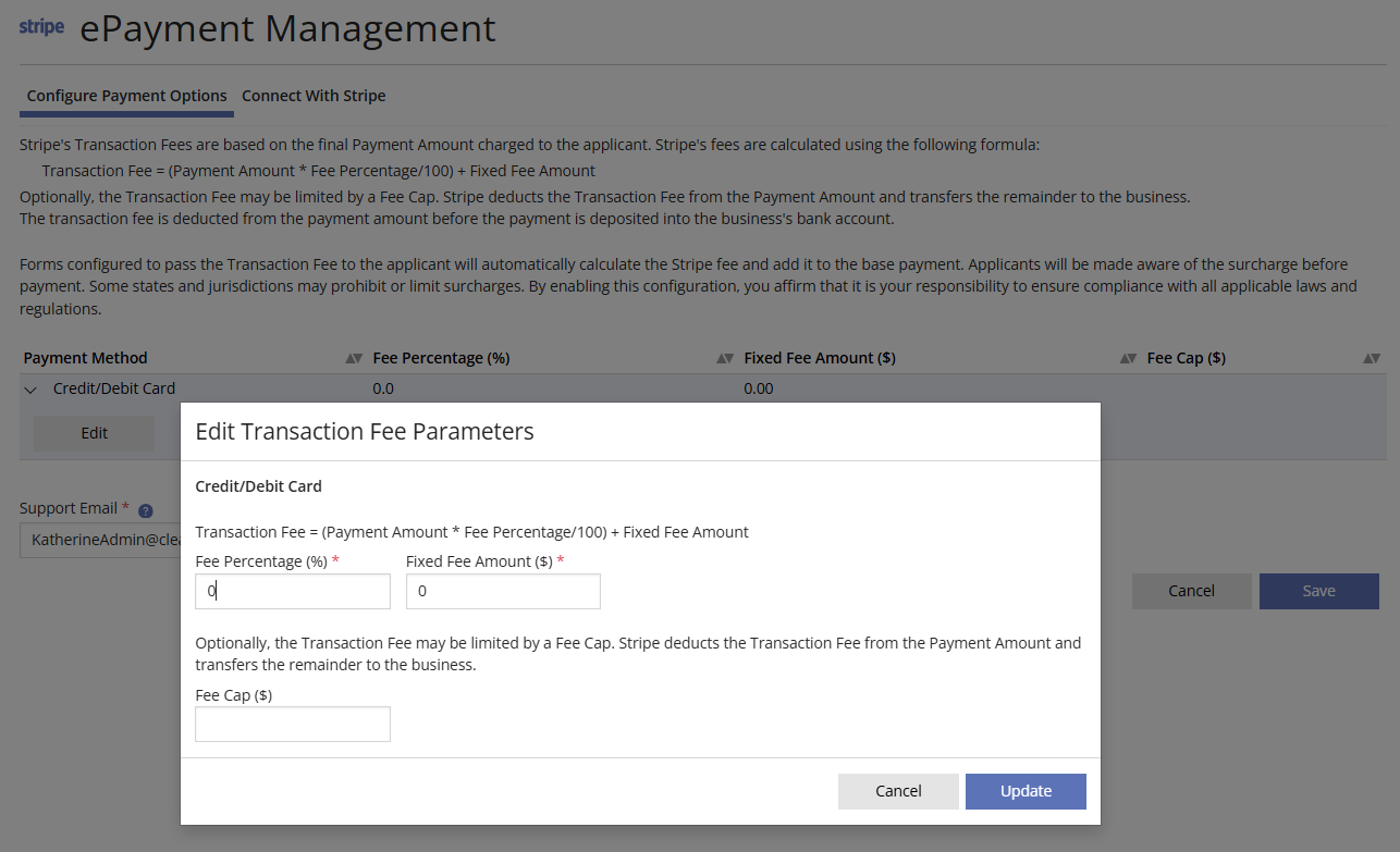 Configuring Transaction Fees