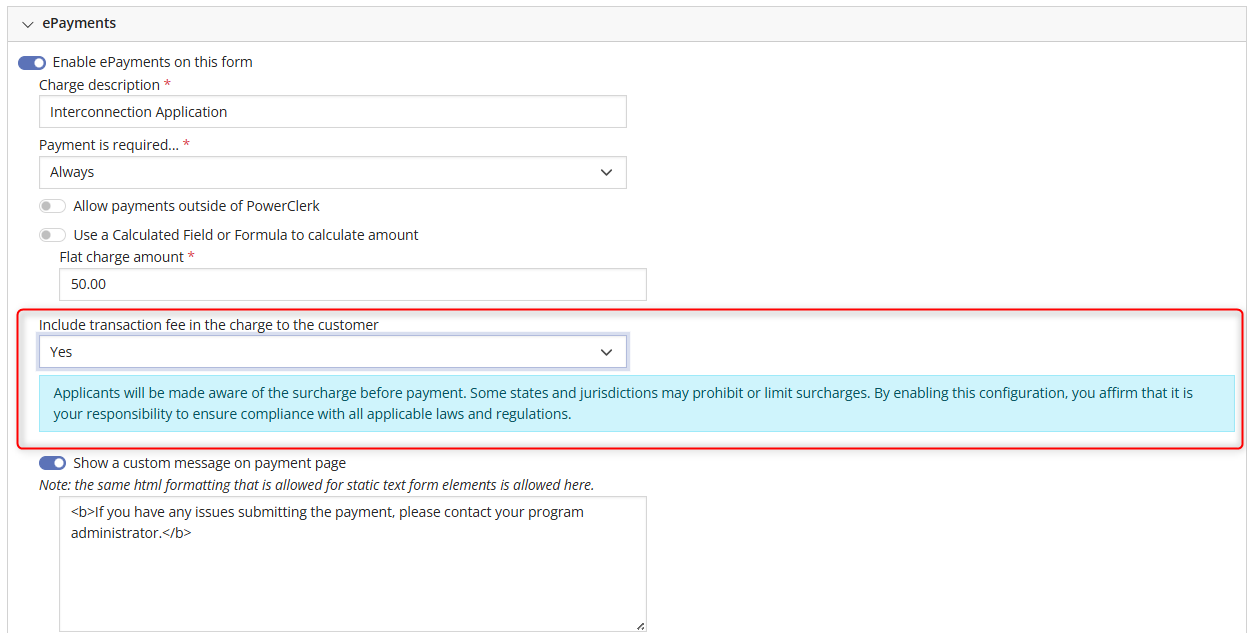 Updating Form ePayment Configuration