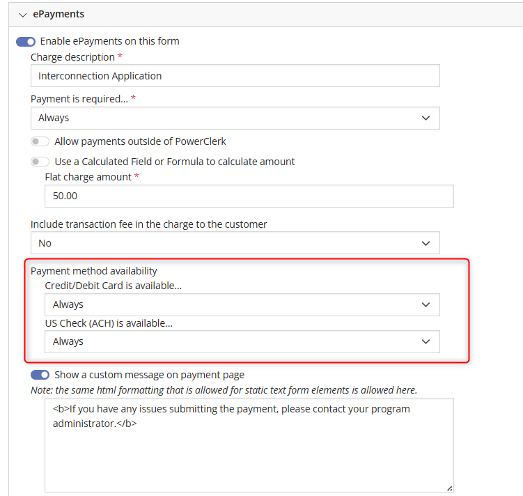 Configuring Payment Methods