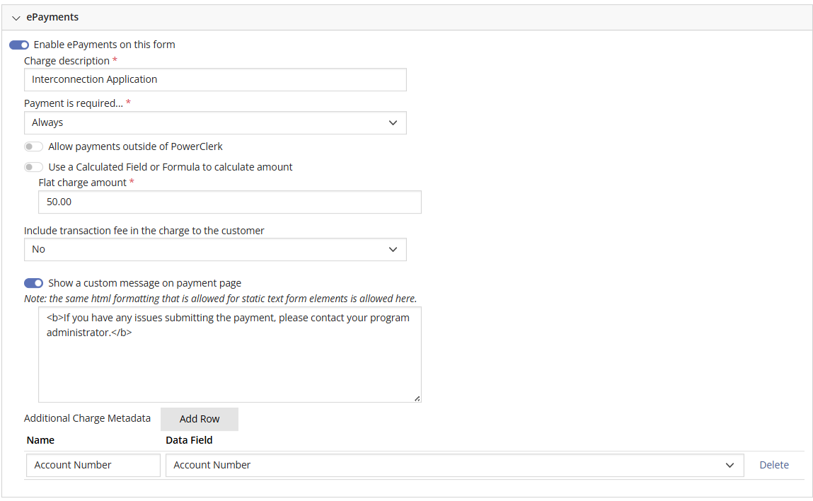 ePayment Configuration