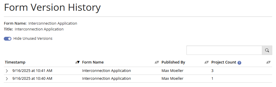 Form Version History