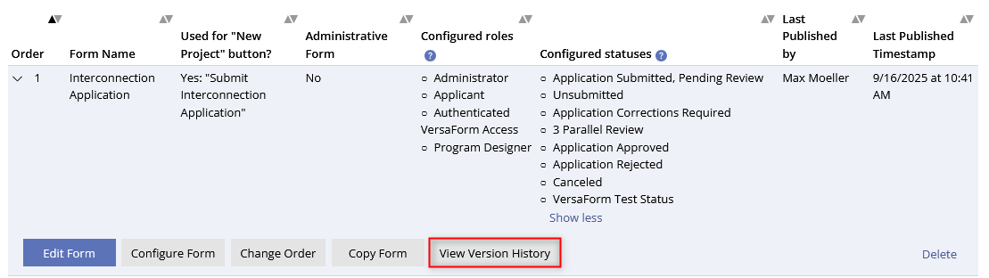 View Version History