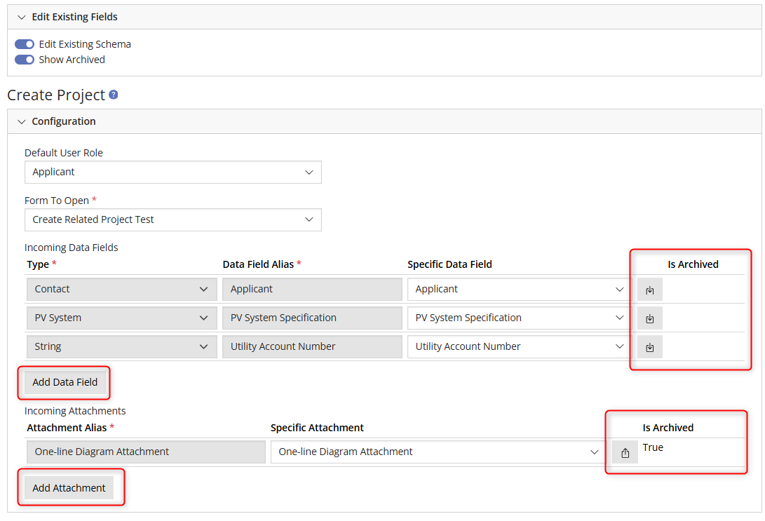 Add or Archive Data Fields