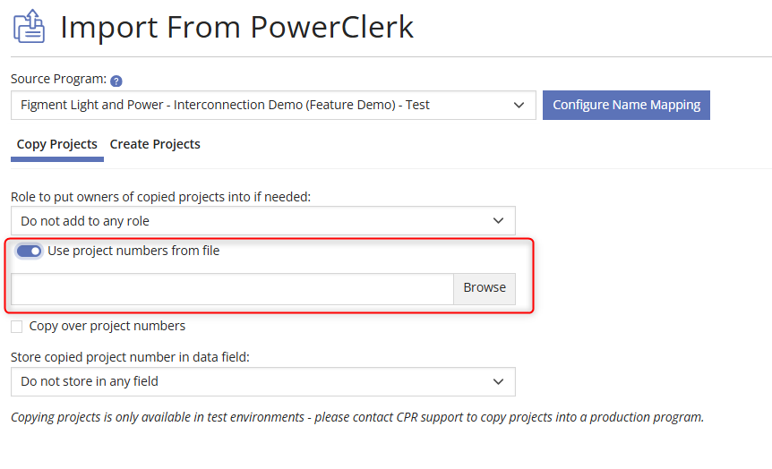 Copy Projects via CSV