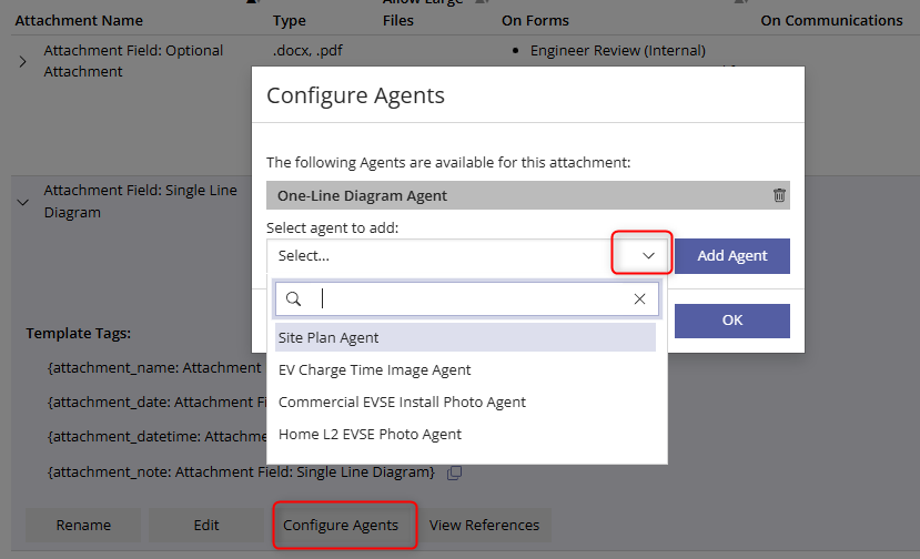 Configure Agents for an Attachment