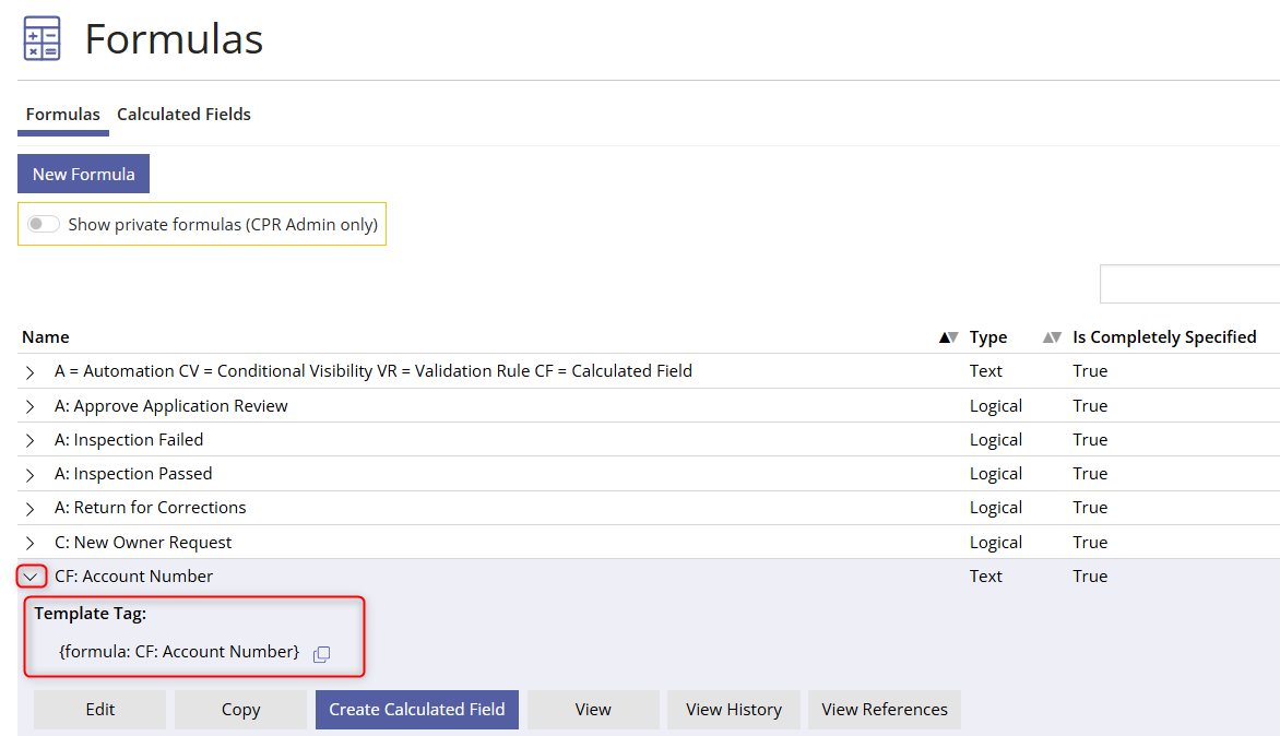 Formula Template Tags