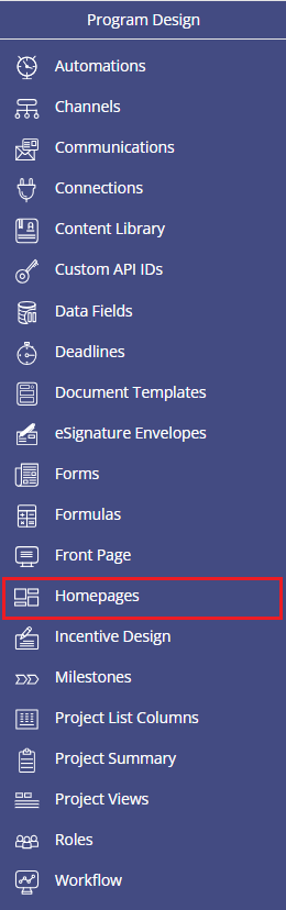 Locating Homepages Configuration
