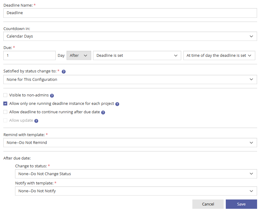 Configure Deadline