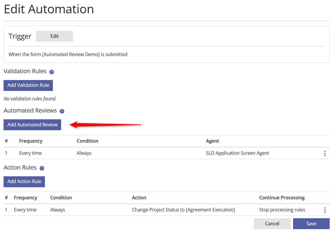 Configuring an Automated Review