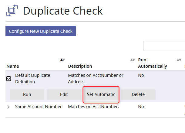 Set Automatic Check